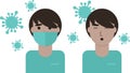 Man is face mask flat illustration Royalty Free Stock Photo